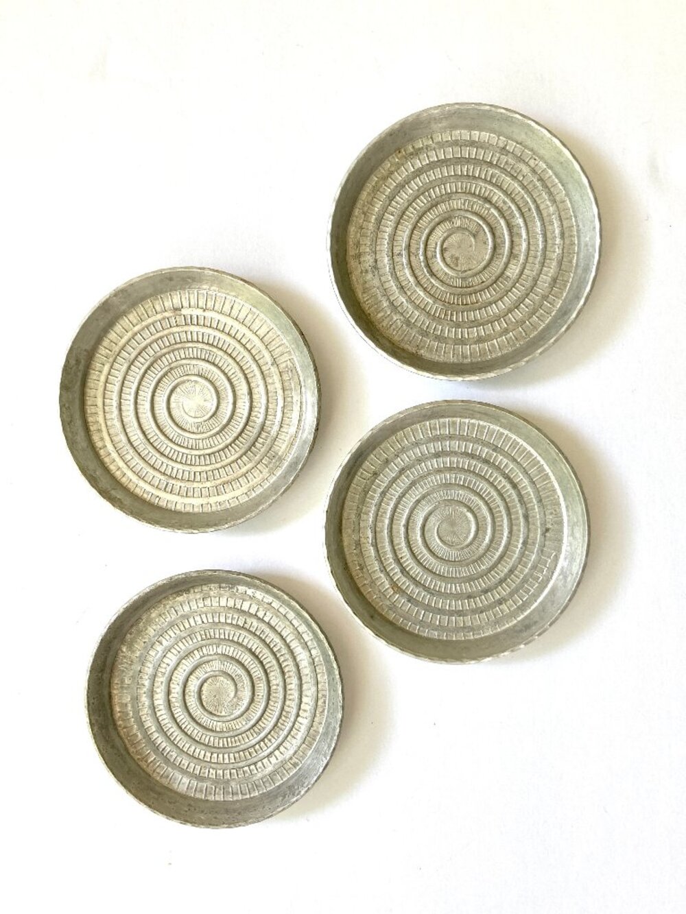 Set of 4 'Everlast' MCM Hammered Aluminum Coasters